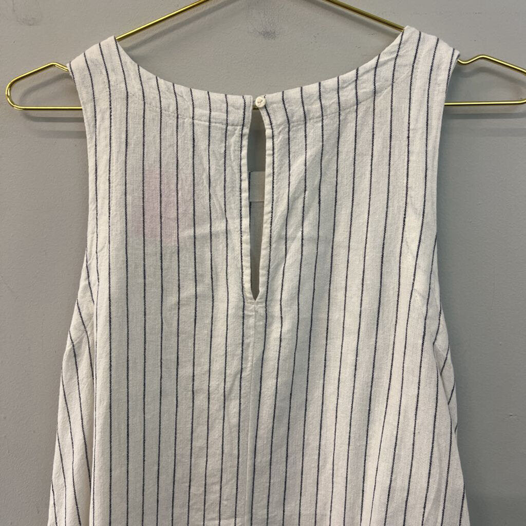 White/ Black Striped Sleeveless Tank Dress Medium