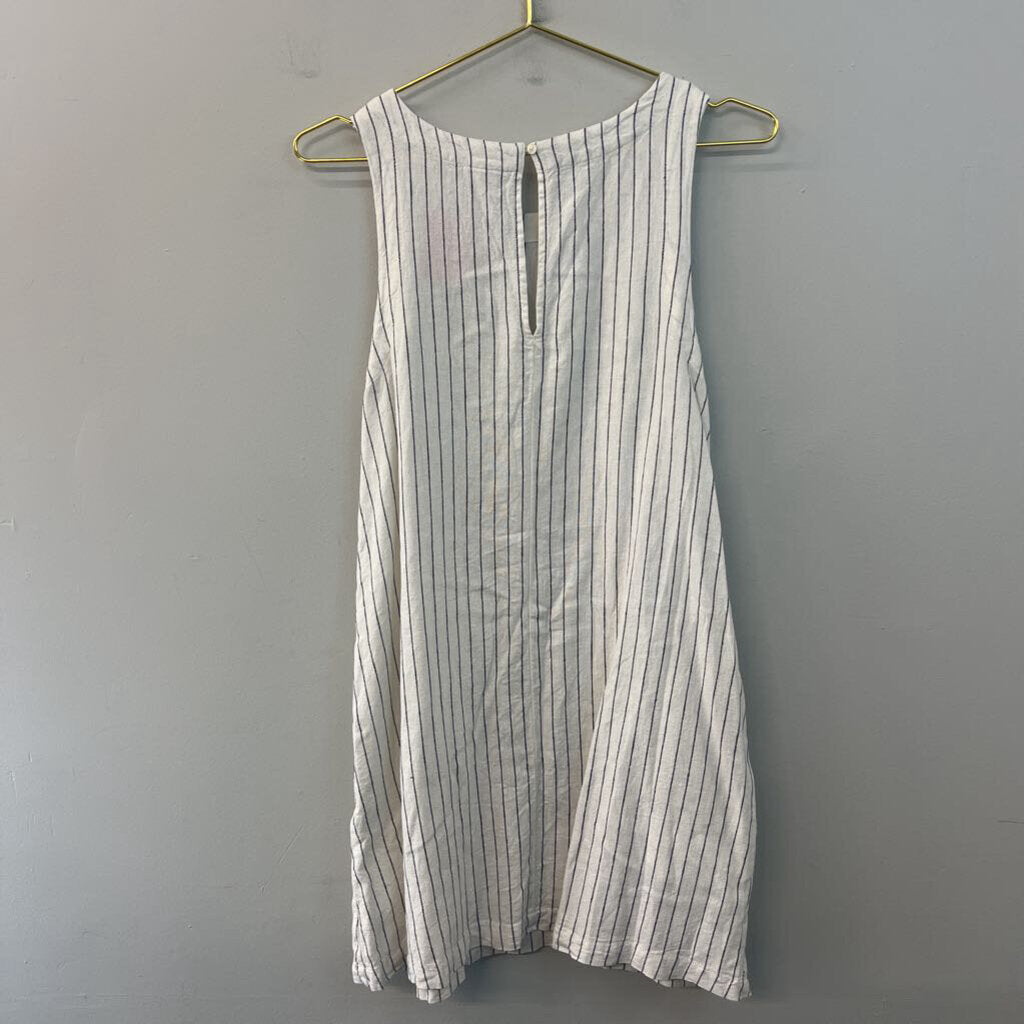White/ Black Striped Sleeveless Tank Dress Medium