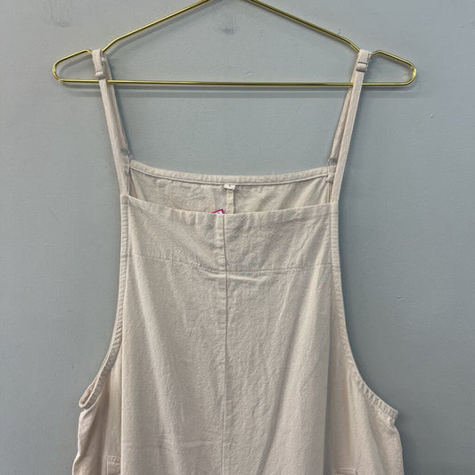 Cream Wide Leg Overall Jumpsuit Large