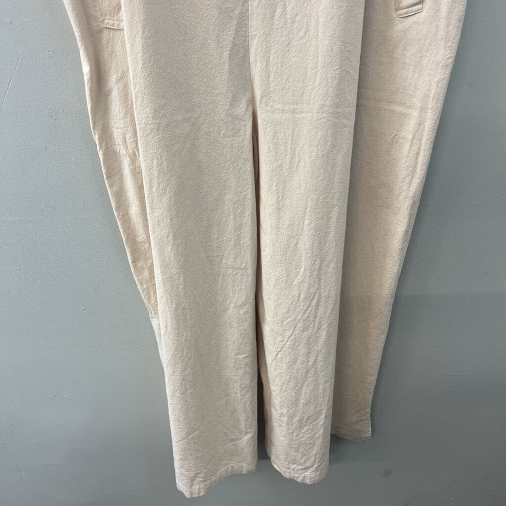 Cream Wide Leg Overall Jumpsuit Large