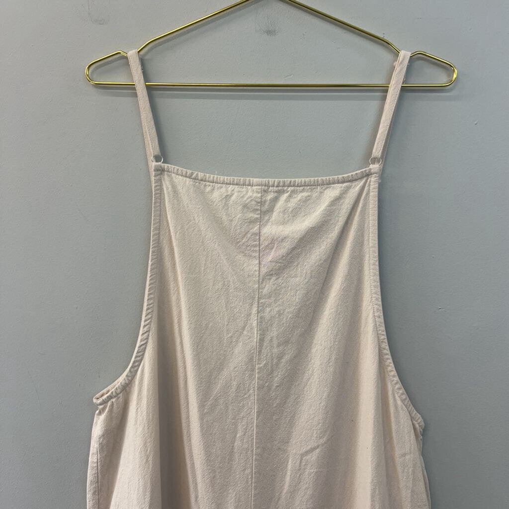 Cream Wide Leg Overall Jumpsuit Large