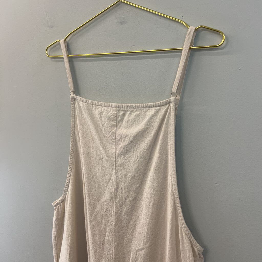 Cream Wide Leg Overall Jumpsuit Large