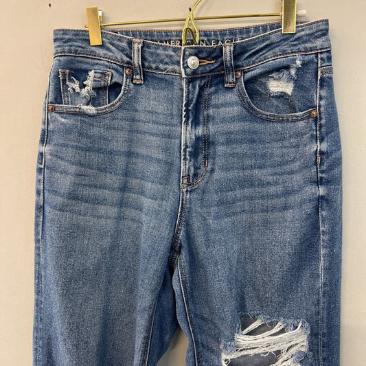 American Eagle Medium Wash Mom Straight Jeans 6 Long