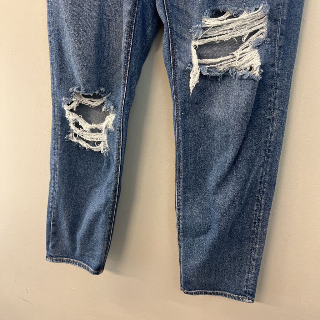 American Eagle Medium Wash Mom Straight Jeans 6 Long