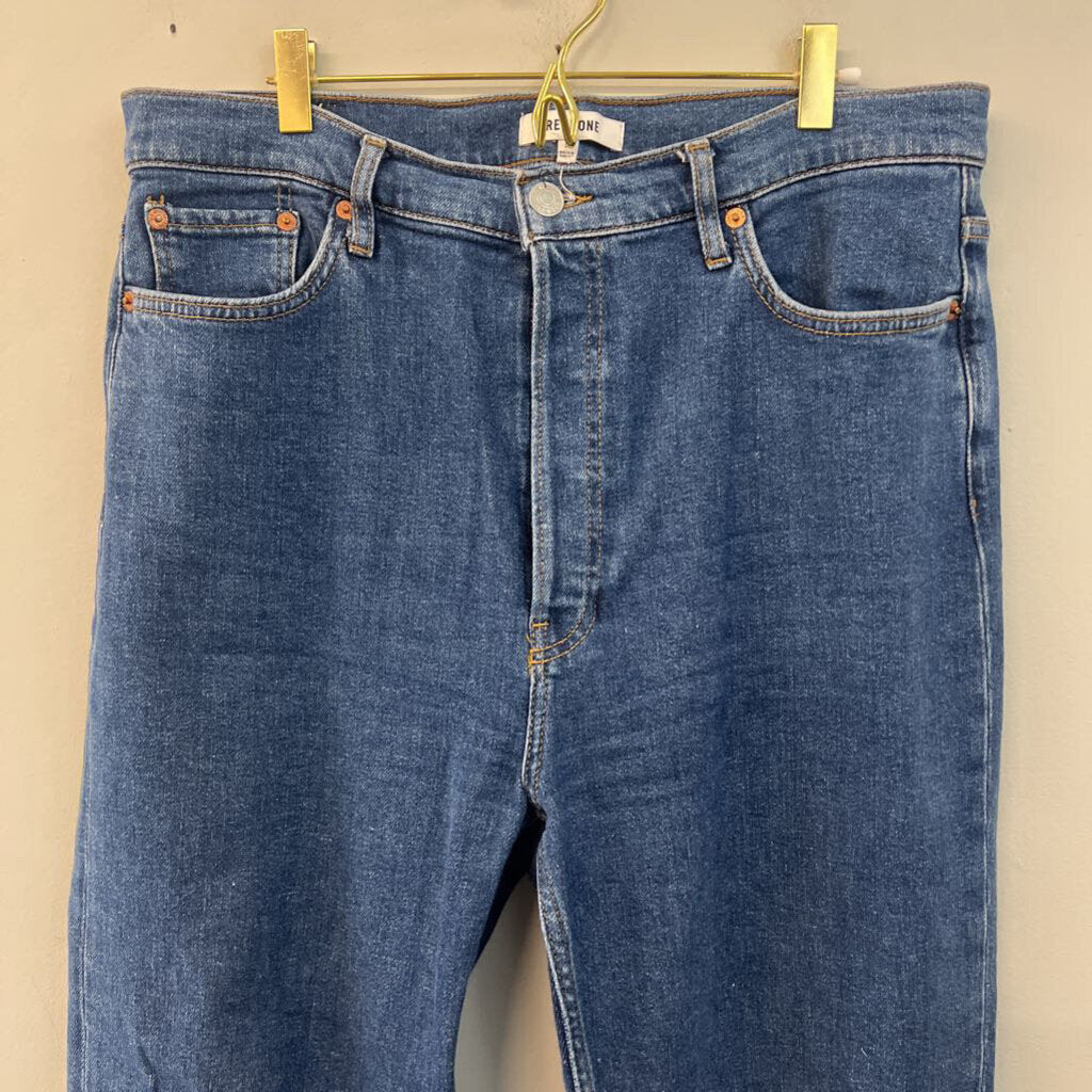 Re Done Dark Wash 70s Ultra High Rise Stove Pipe Jeans 32