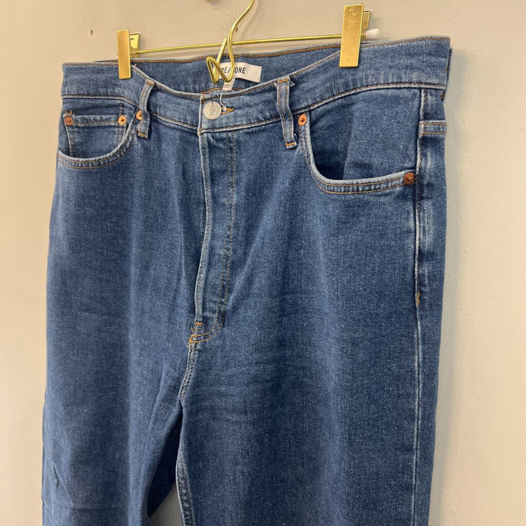 Re Done Dark Wash 70s Ultra High Rise Stove Pipe Jeans 32