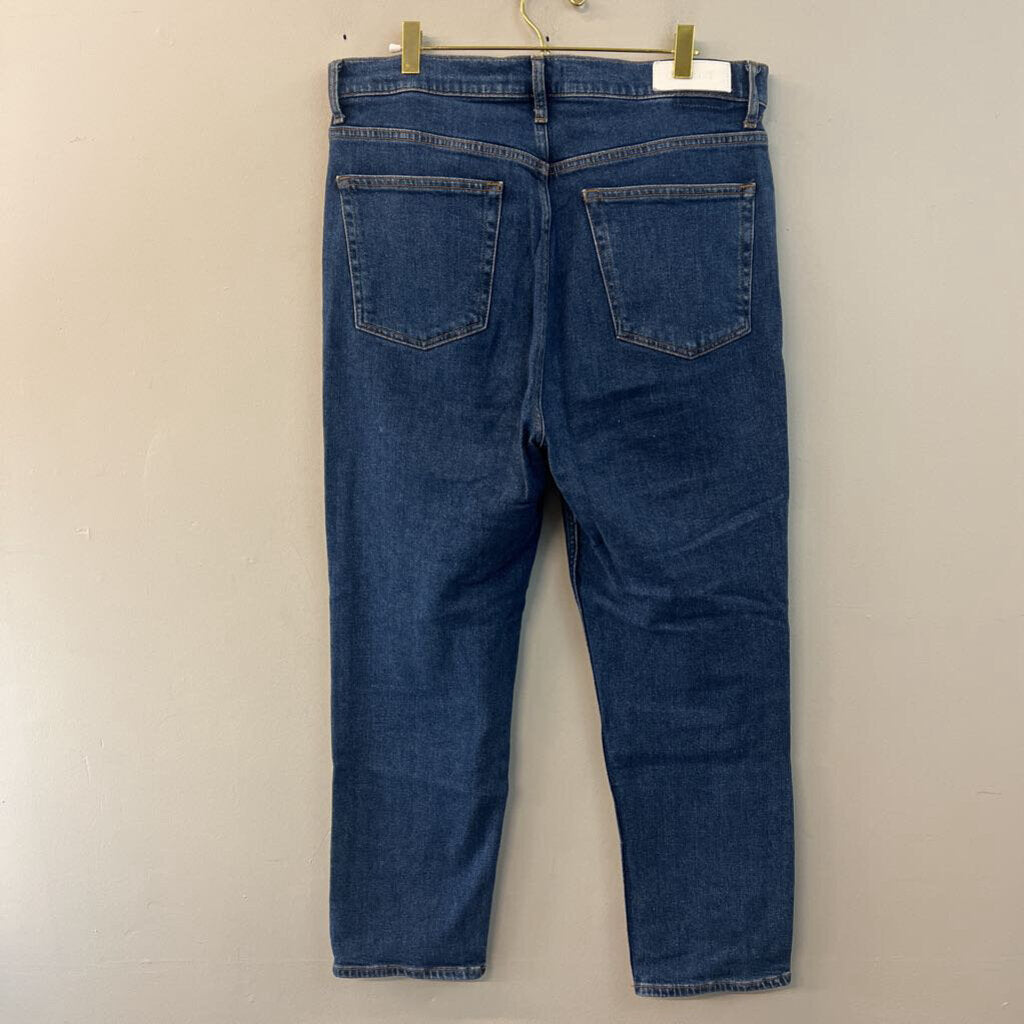 Re Done Dark Wash 70s Ultra High Rise Stove Pipe Jeans 32