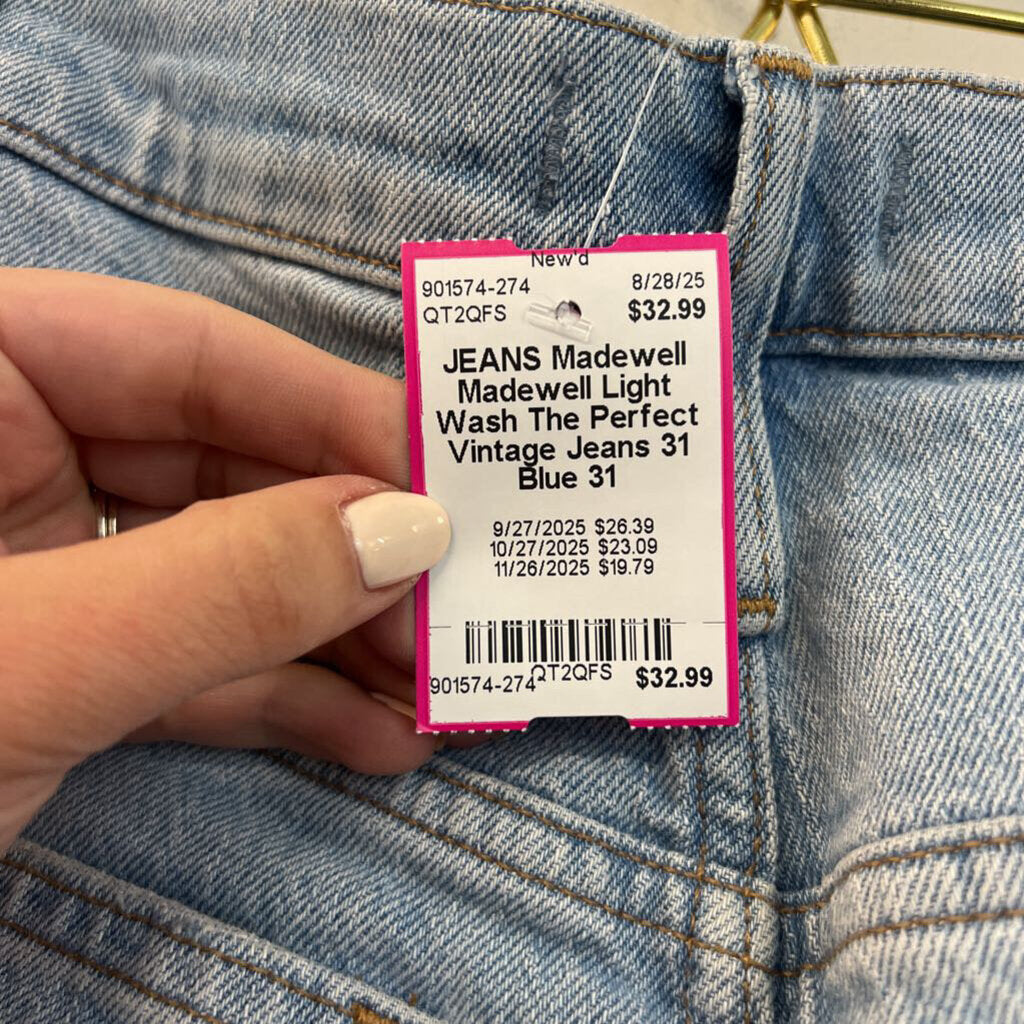 Madewell Light Wash The Perfect Vintage Jeans 31