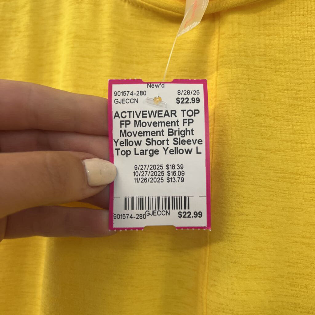 FP Movement Bright Yellow Short Sleeve Top Large