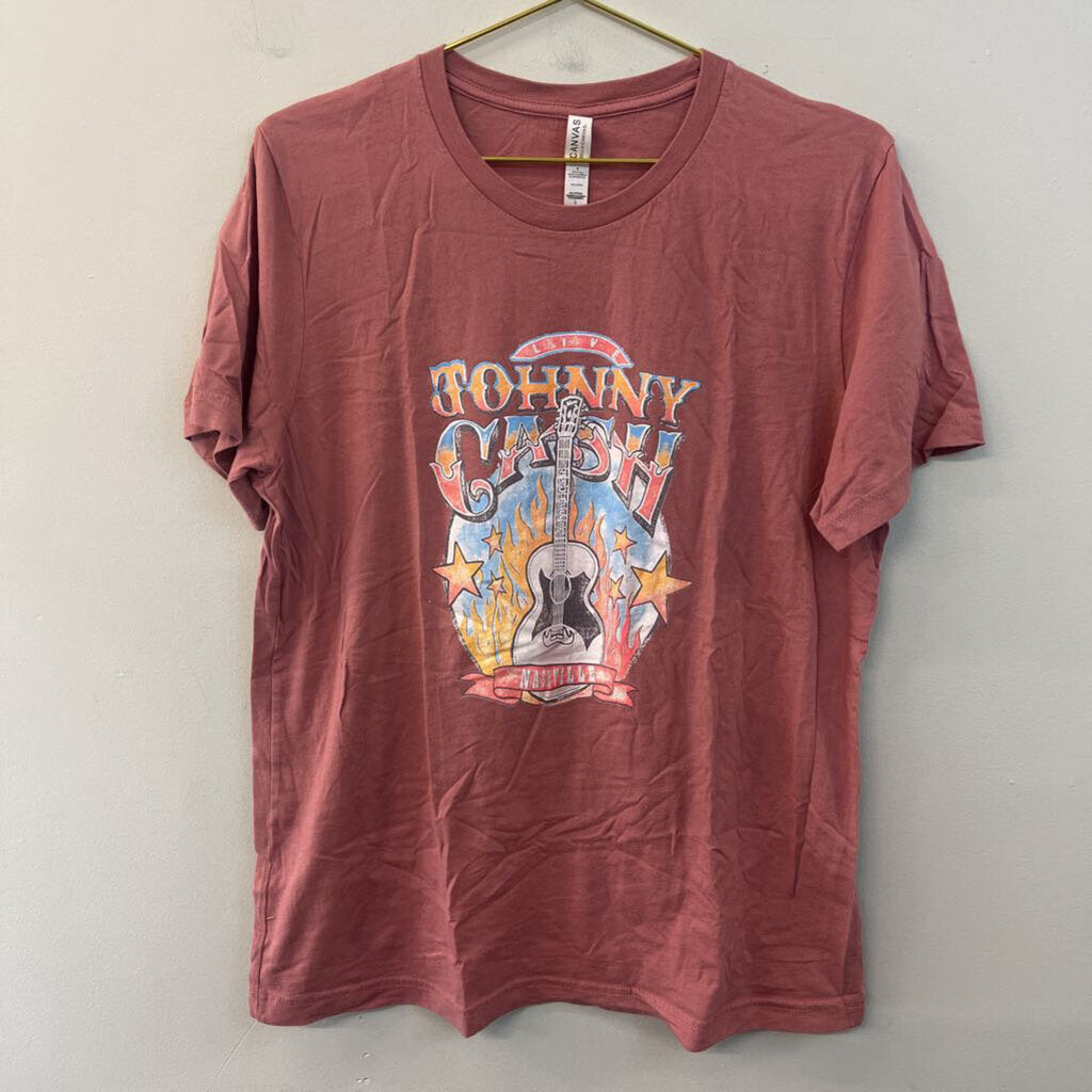 Canvas Pink/ Multi Johnny Cash Short Sleeve Graphic Tee Large