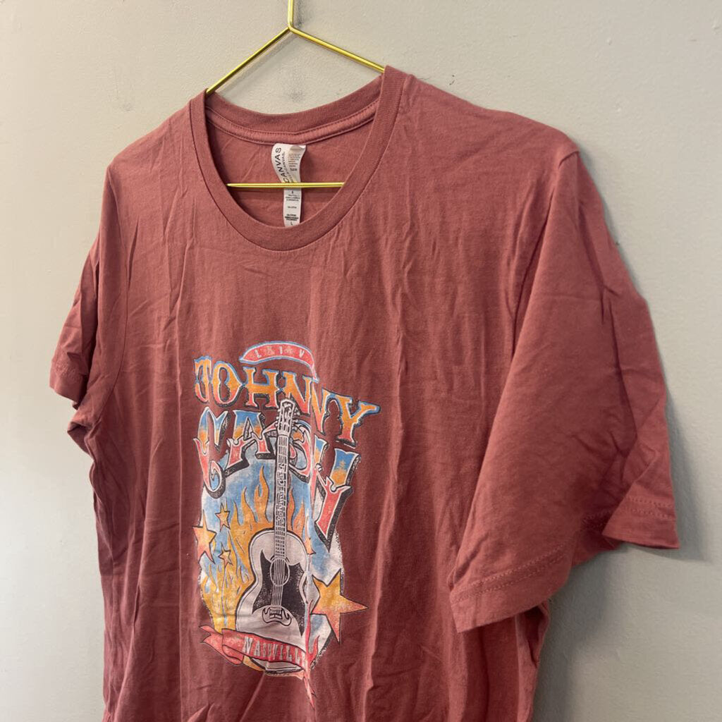 Canvas Pink/ Multi Johnny Cash Short Sleeve Graphic Tee Large