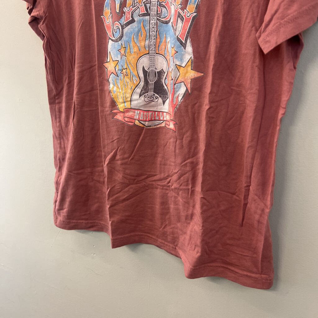 Canvas Pink/ Multi Johnny Cash Short Sleeve Graphic Tee Large