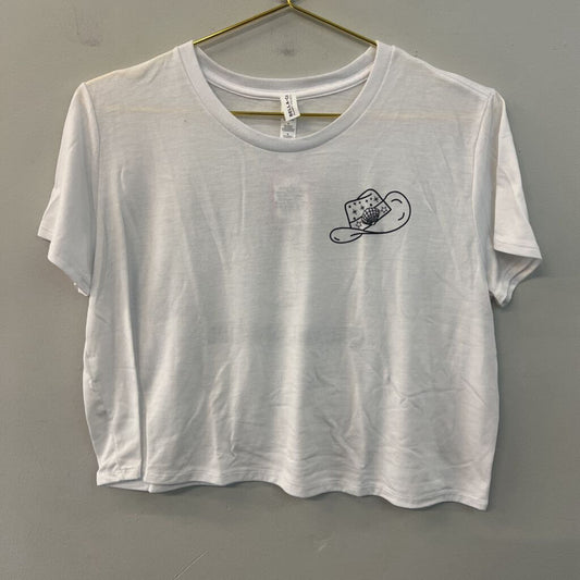 Canvas White/ Black Coastal Cowgirl Cropped Short Sleeve Graphic Tee Large