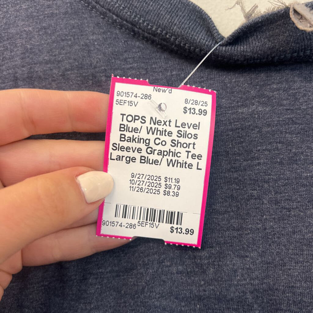 Blue/ White Silos Baking Co Short Sleeve Graphic Tee Large