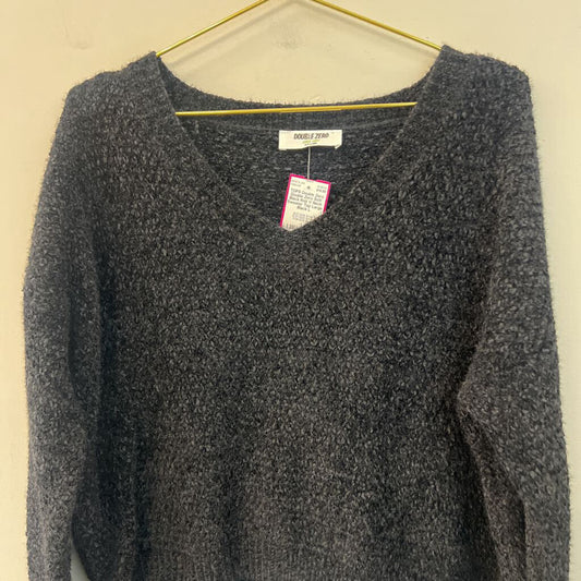Double Zero Soft Black Knit V Neck Sweater Top Large