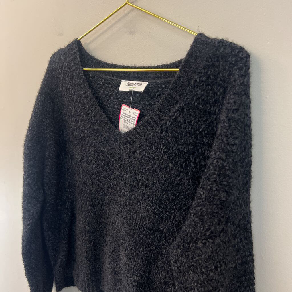 Double Zero Soft Black Knit V Neck Sweater Top Large