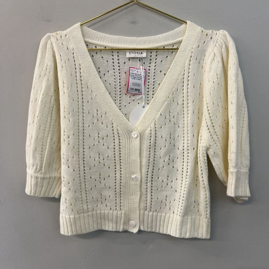 Storia Cream Knit Cropped Cardigan Sweater Large