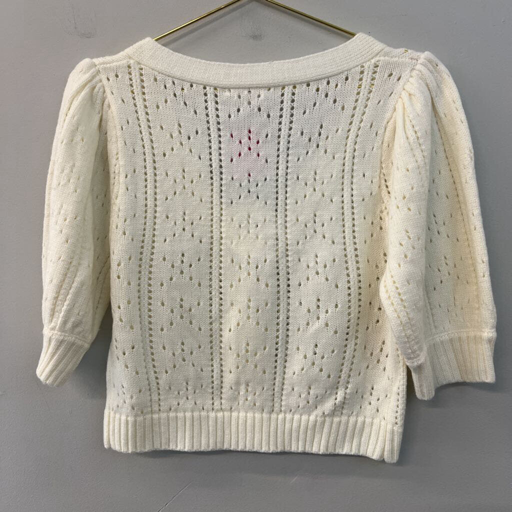 Storia Cream Knit Cropped Cardigan Sweater Large