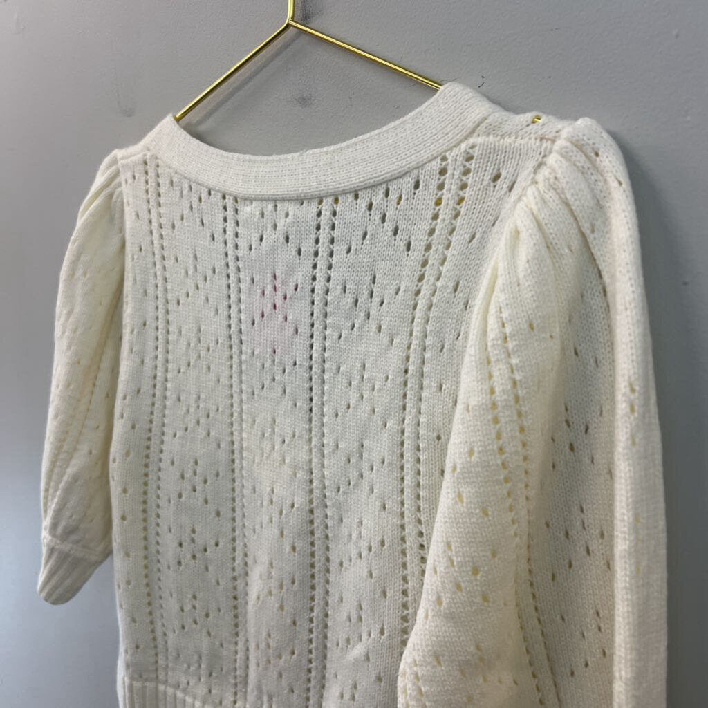 Storia Cream Knit Cropped Cardigan Sweater Large