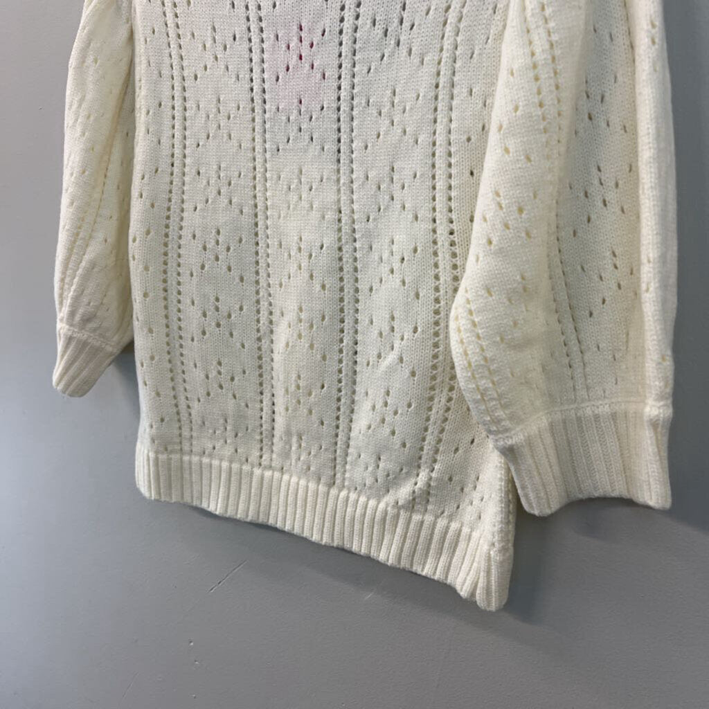 Storia Cream Knit Cropped Cardigan Sweater Large