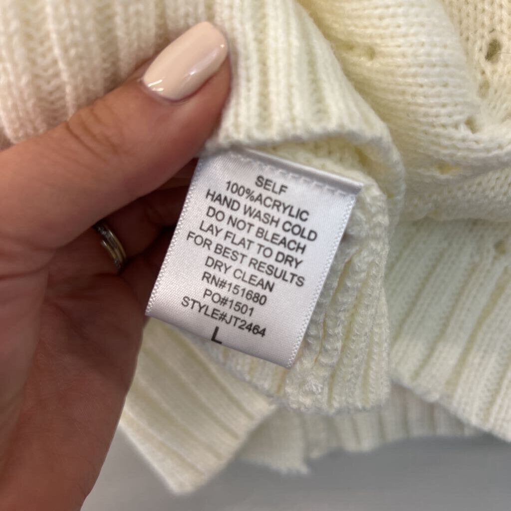 Storia Cream Knit Cropped Cardigan Sweater Large