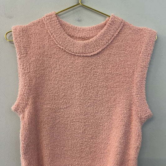 Paper Moon Soft Fuzzy Pink Tank Top Large