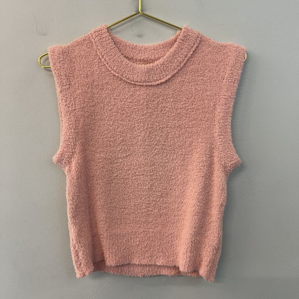 Paper Moon Soft Fuzzy Pink Tank Top Large