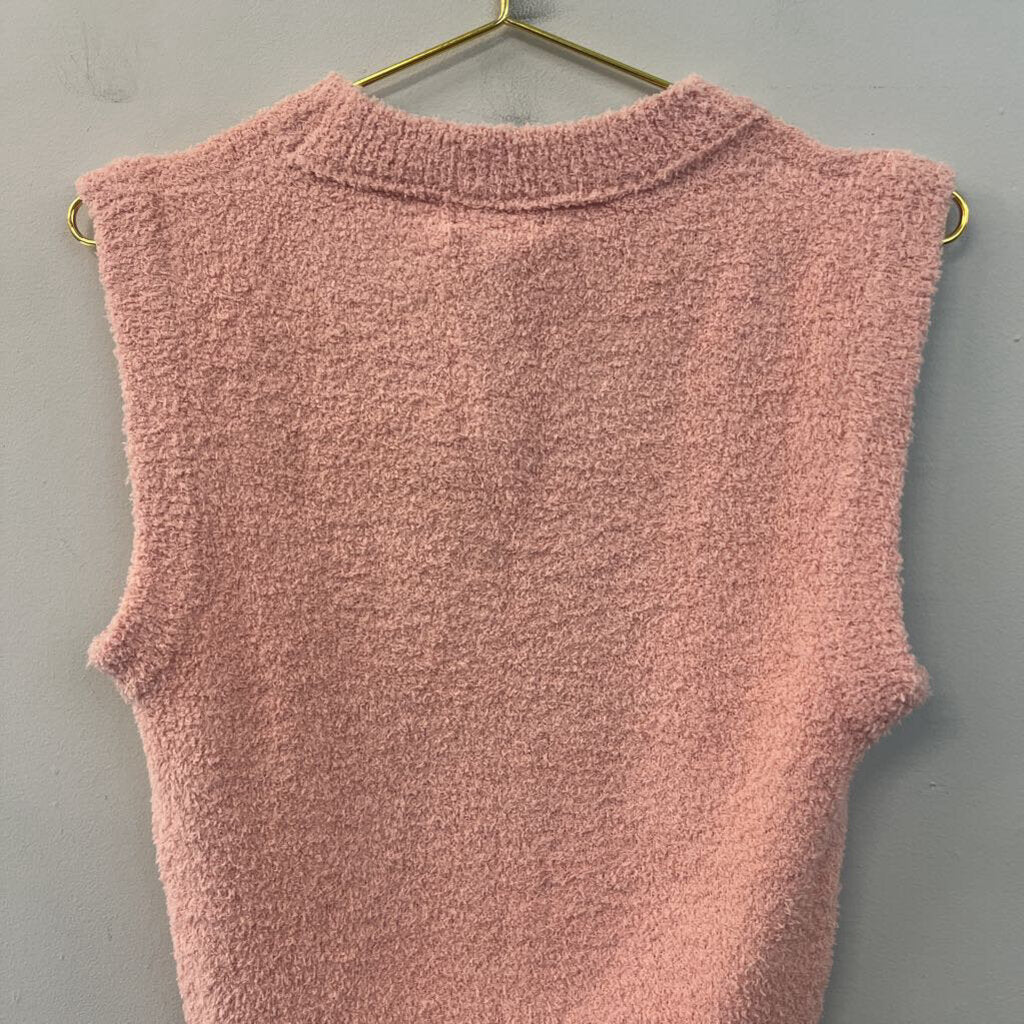 Paper Moon Soft Fuzzy Pink Tank Top Large