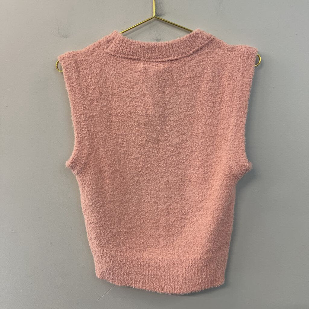 Paper Moon Soft Fuzzy Pink Tank Top Large