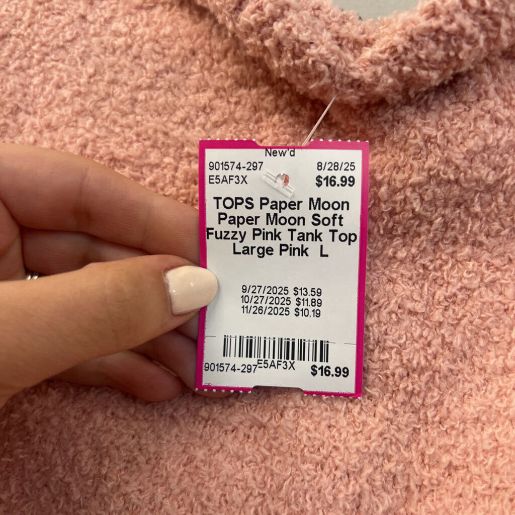 Paper Moon Soft Fuzzy Pink Tank Top Large