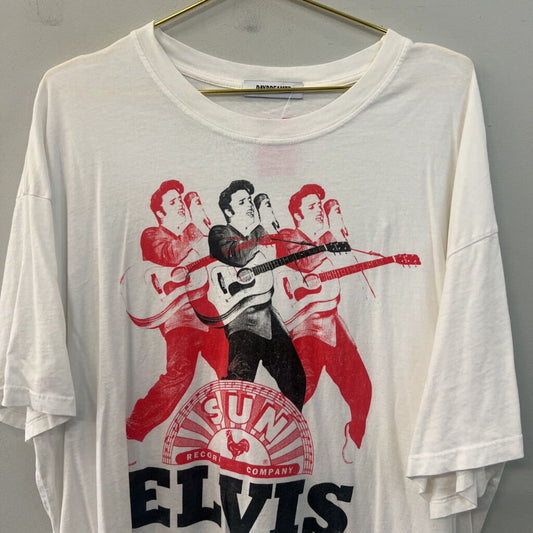 Day Dreamer White/ Multi Elvis Short Sleeve Graphic Tee Large