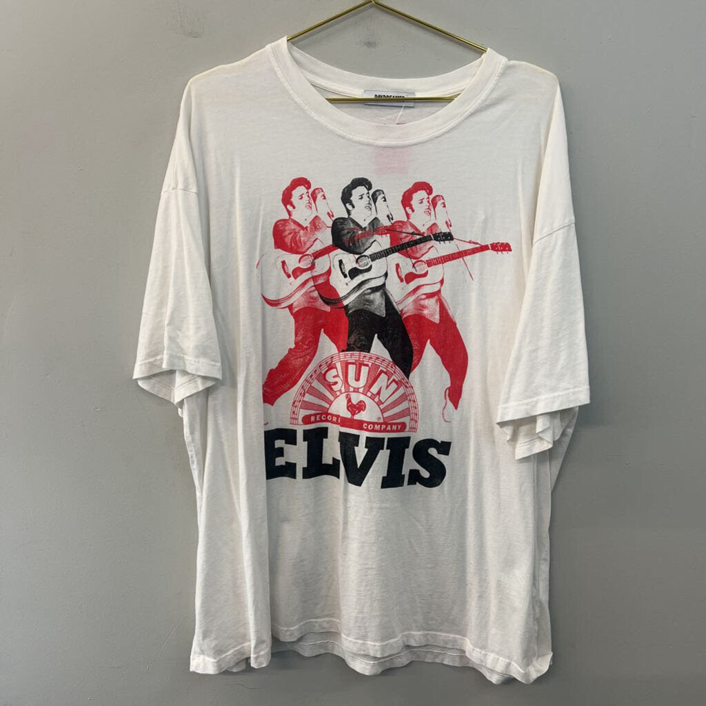 Day Dreamer White/ Multi Elvis Short Sleeve Graphic Tee Large