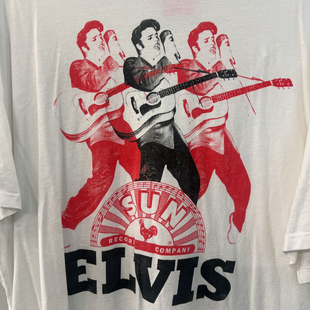 Day Dreamer White/ Multi Elvis Short Sleeve Graphic Tee Large