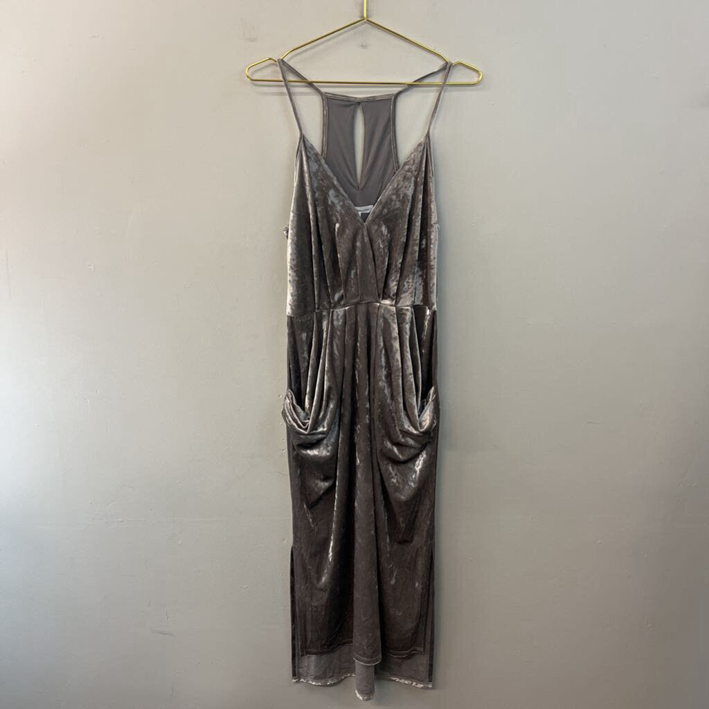 BCBG Silver Velvet Midi Dress Medium