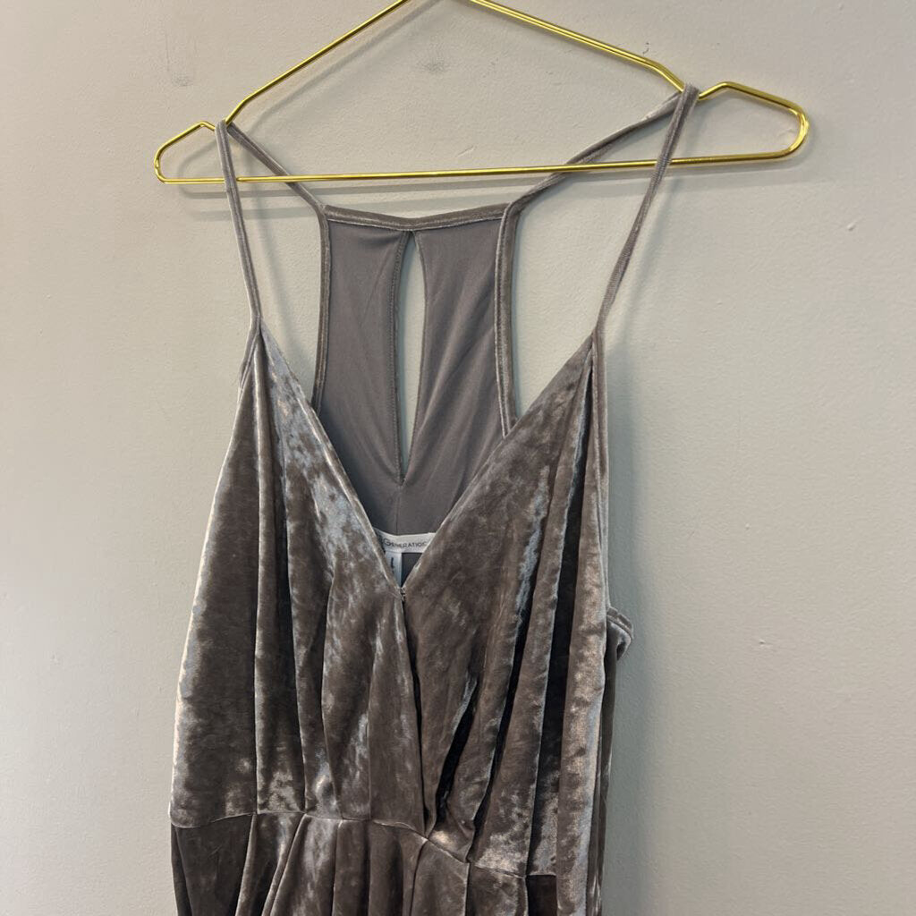 BCBG Silver Velvet Midi Dress Medium