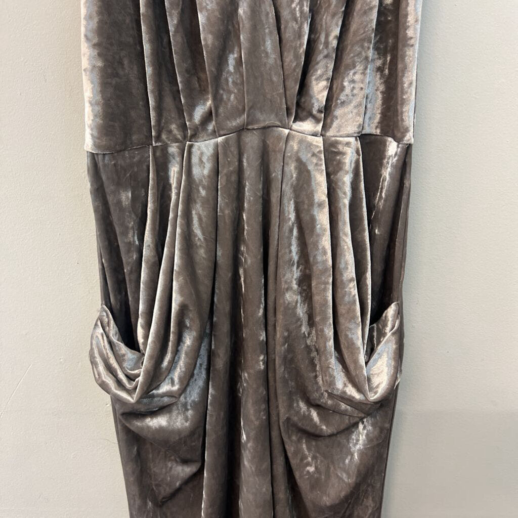BCBG Silver Velvet Midi Dress Medium