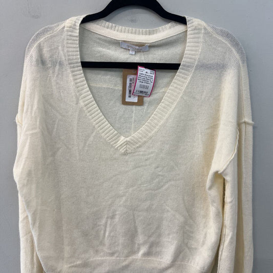Olivaceous Cream Knit Long Sleeve V Neck Sweater Top Large