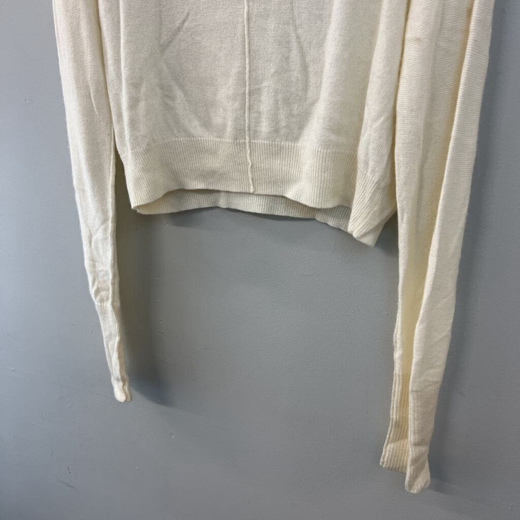 Olivaceous Cream Knit Long Sleeve V Neck Sweater Top Large