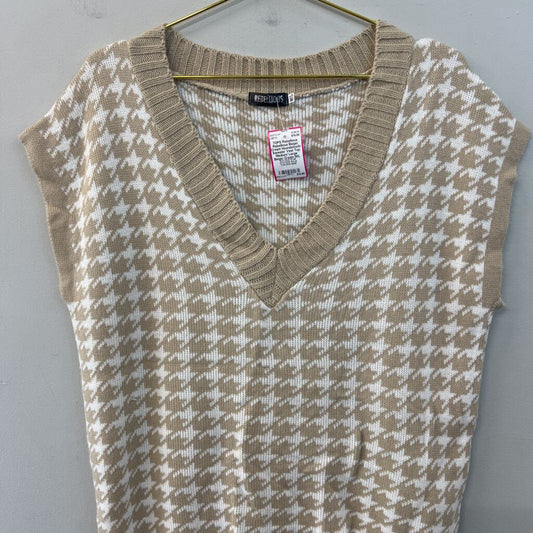 Rebellious Beige/ Cream Houndstooth Sweater Vest Top Medium/ Large