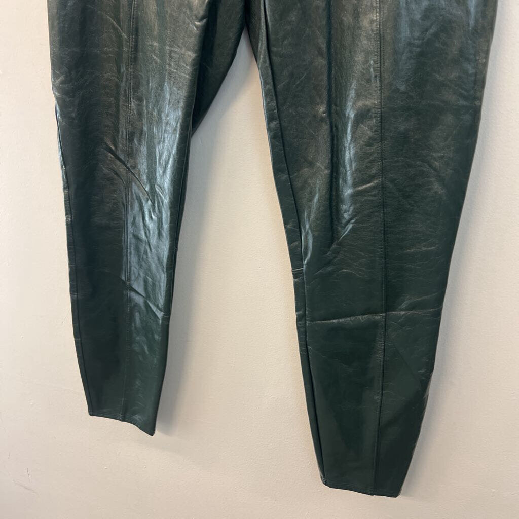 Spanx Dark Green Faux Leather Pull On Leggings 1X