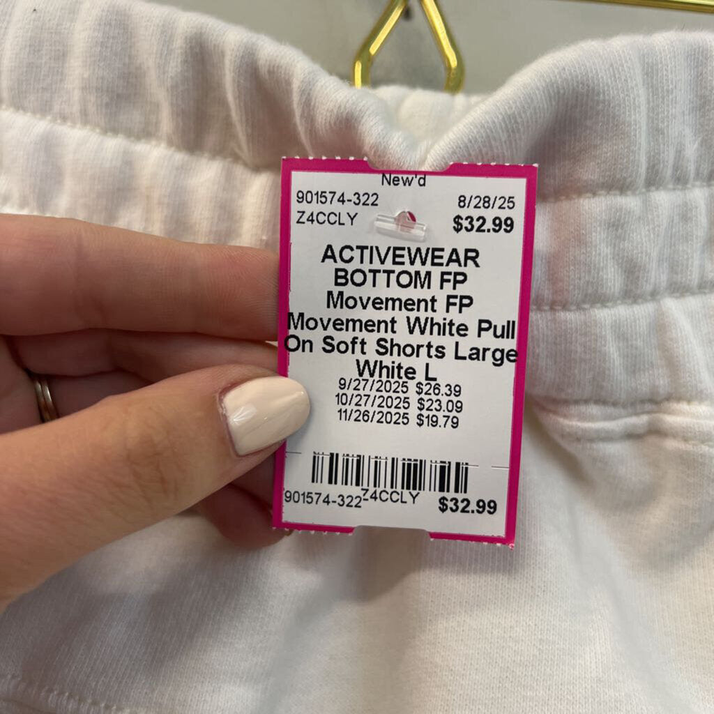 FP Movement White Pull On Soft Shorts Large
