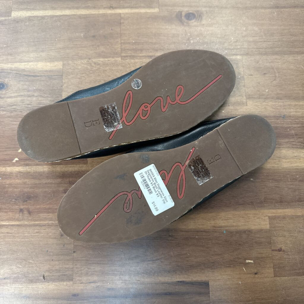 Ellen Degeneres Black Leather Slip On Mules 8.5