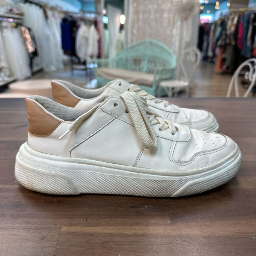 MKS White/ Brown Detail Classic Sneakers 9