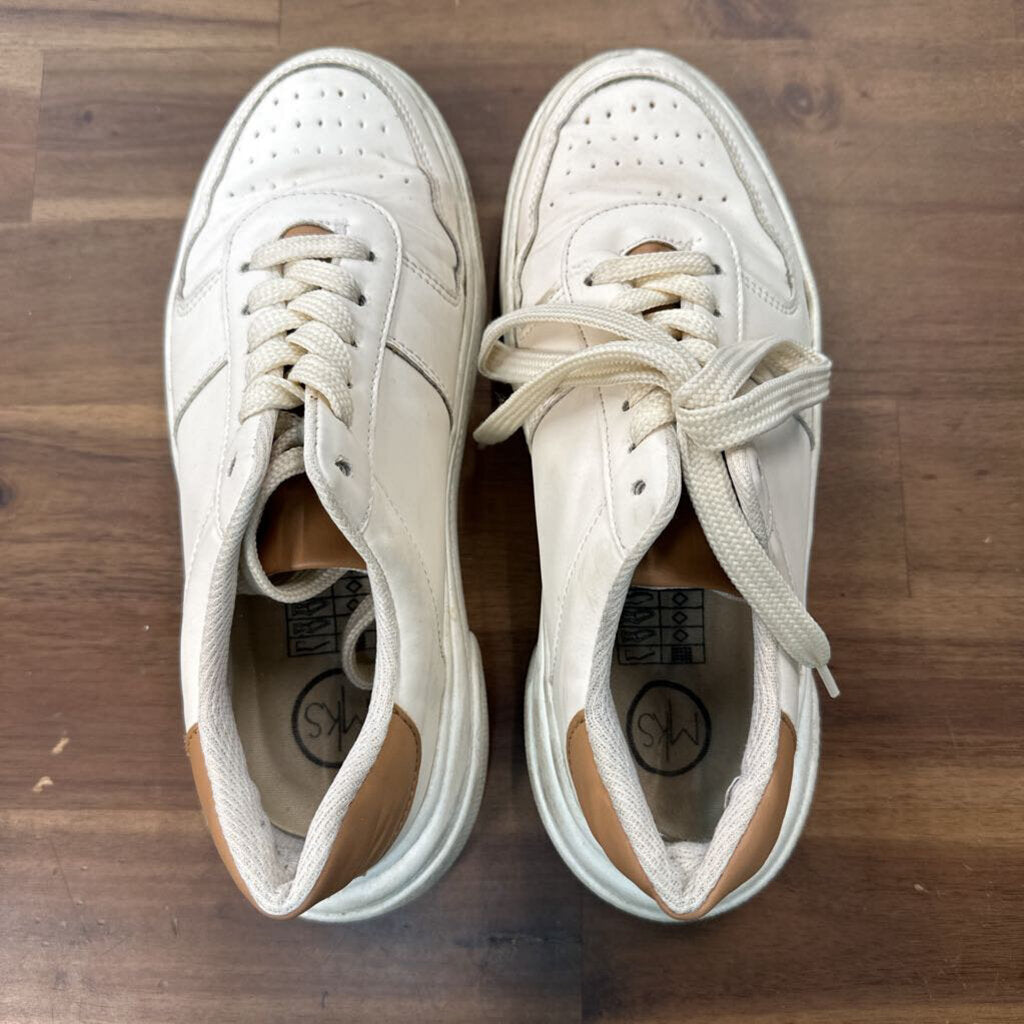 MKS White/ Brown Detail Classic Sneakers 9