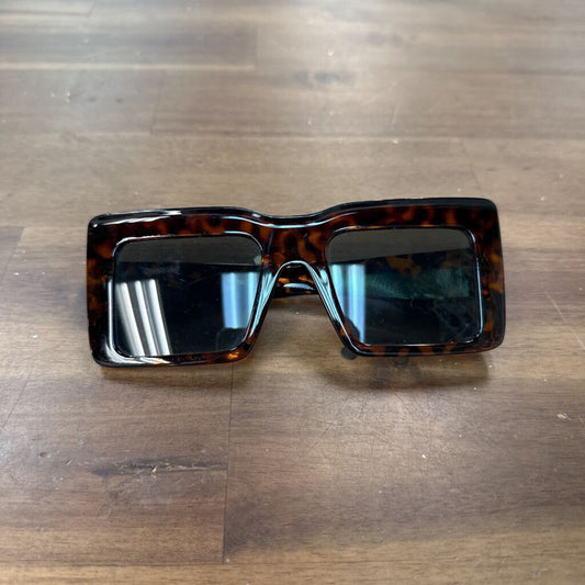 Brown Leopard Print Square Sunglasses