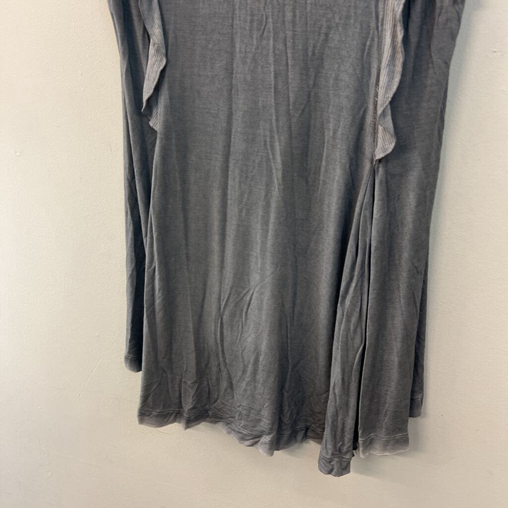 Umgee Grey Ruffle Detail Tank Top Medium