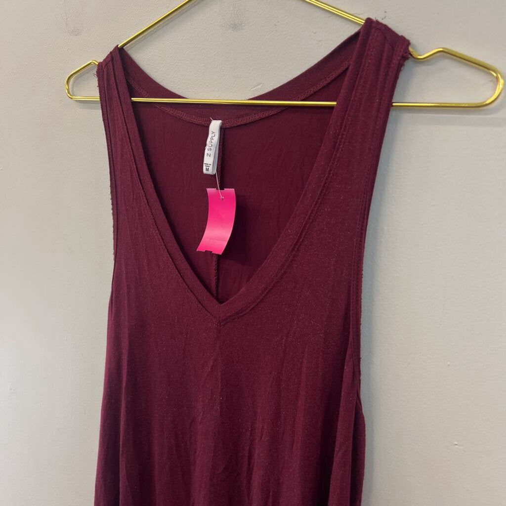 Z Supply Burgundy/ Silver Shimmer Tank Top Medium