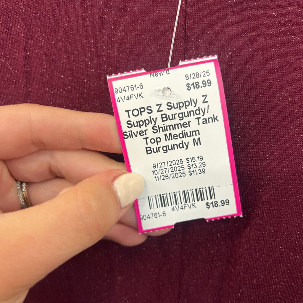 Z Supply Burgundy/ Silver Shimmer Tank Top Medium