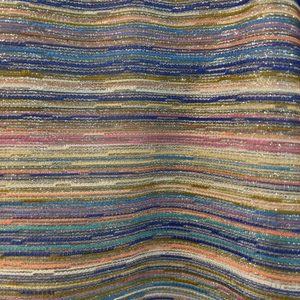 Amanda Uprichard Multi Color Striped Shimmer Halter Ruffle Hem Tank Top Medium