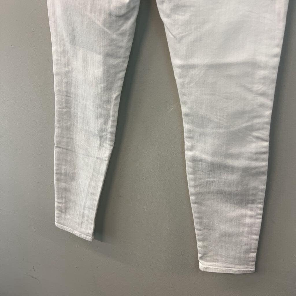 7 For All Mankind White/ Multi Color Frayed Fringe Skinny Leg Jeans 29